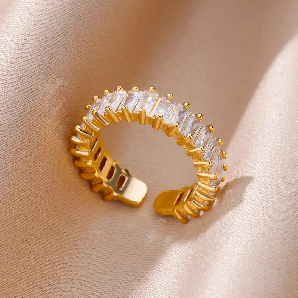 Wholesale 18K gold platedzircon ring ins female fashion design feeling   ring
